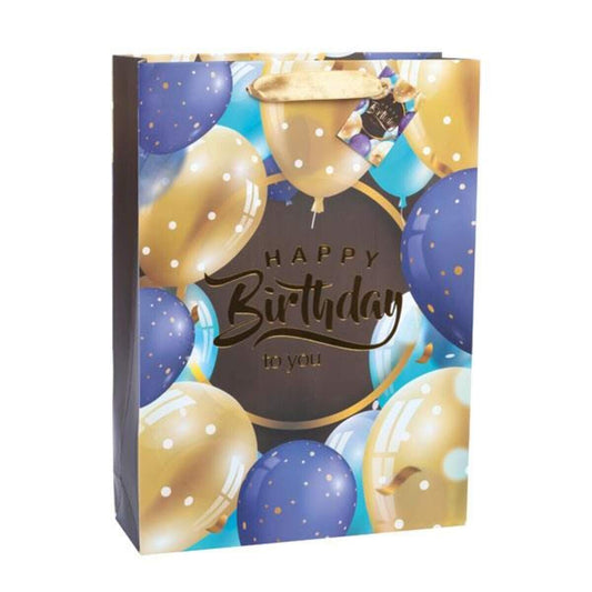 Idena Geschenktasche Happy Birthday to you gold, 80 x 180 x 230 mm