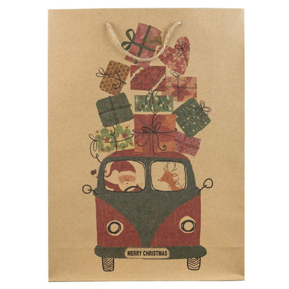 Idena Geschenktasche Merry Christmas Bus, Bunt