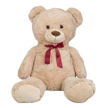 Idena XXL Teddybär hellbraun mit roter Schleife und kuscheligem Fell, ca. 100 cm