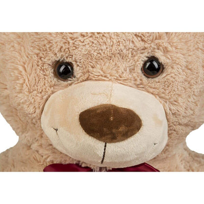 Idena XXL Teddybär hellbraun mit roter Schleife und kuscheligem Fell, ca. 100 cm