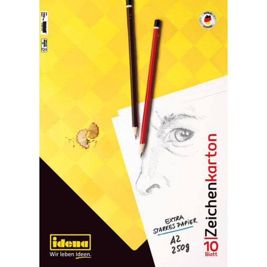 Idena Zeichenkarton, DIN A2, 10 Blatt, 250 g, extra starkes Papier
