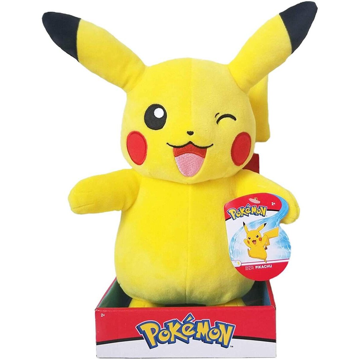 Jazwares Pokemon Plüsch Pikachu auf Sockel, 30 cm