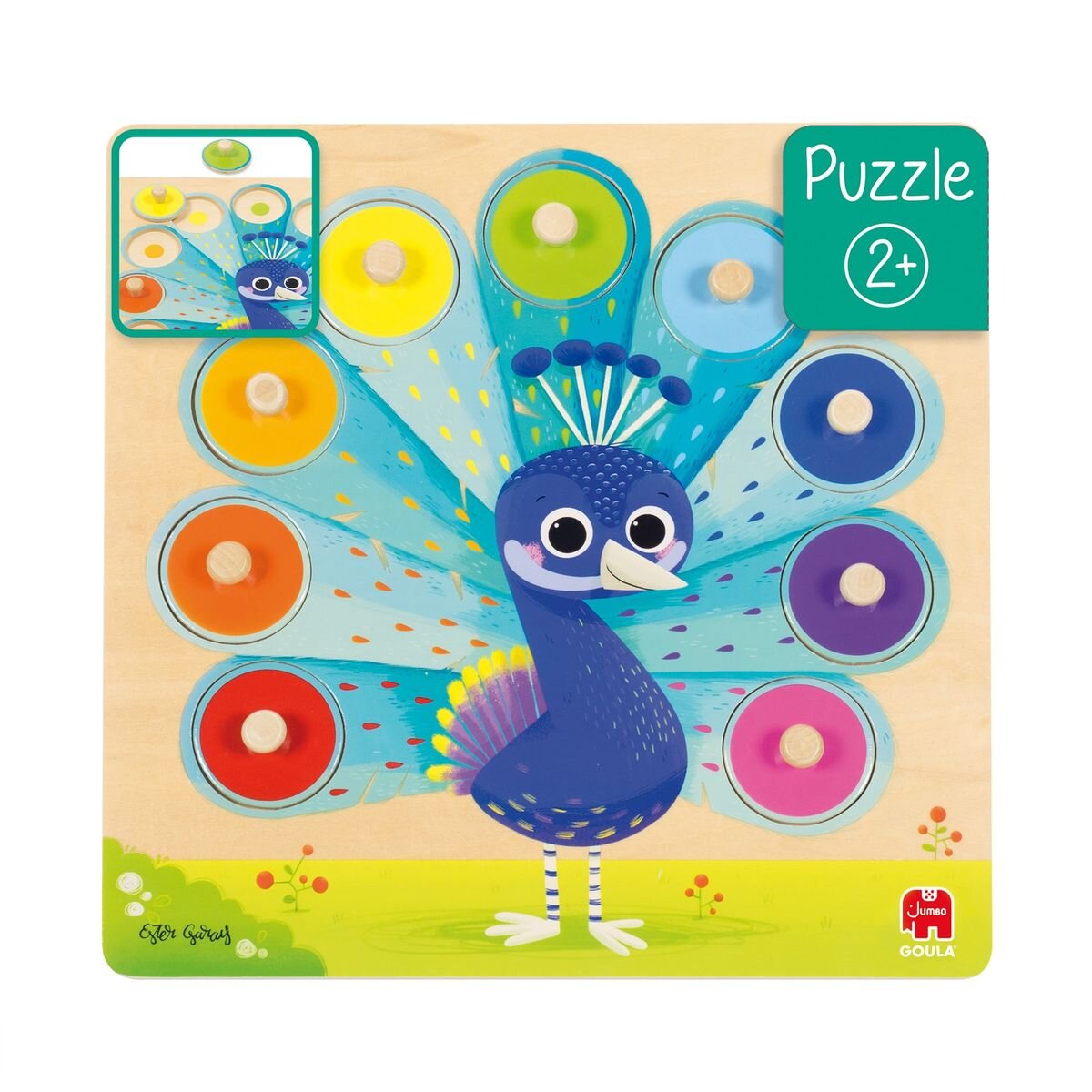 Jumbo Spiele GOULA Holzpuzzle Pfau, 7 Teile