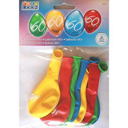Karaloon Ballons mit der Zahl 60, 8 Stück