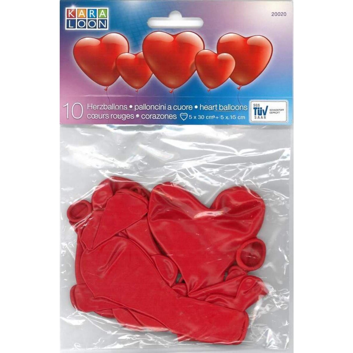 Karaloon Herzballons rot 10 Stück