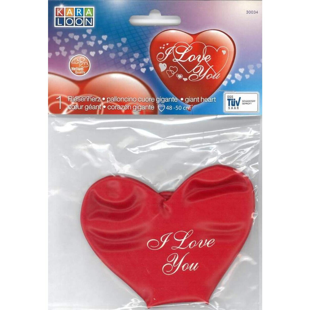 Karaloon Luftballon Riesen Herz I love you rot Ø 50
