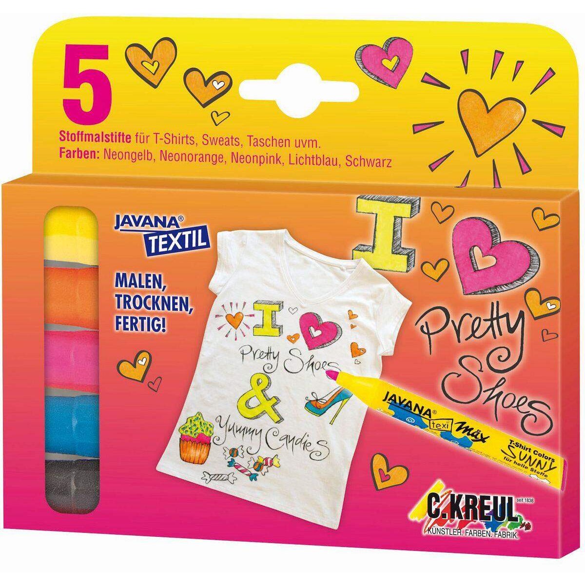KREUL Javana texi mäx Sunny medium für helle Stoffe 5er Set Fashion Girl