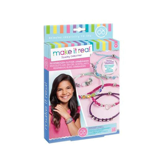 make it real Regenbogen Glitzer Armbänder