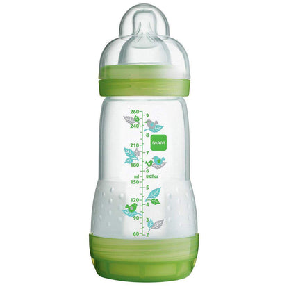 MAM Anti Colic Flasche 260 ml mit Sauger Größe 1, 1 Stück, Africa grün