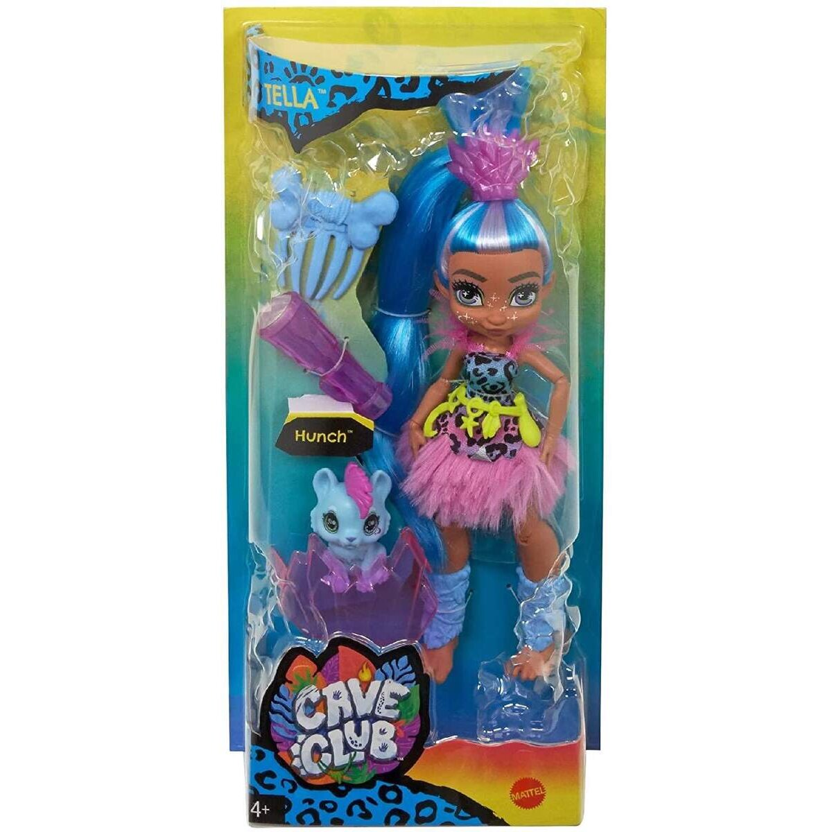 Mattel Cave Club Tella Puppe (25 cm) mit Haus-Dinosaurier