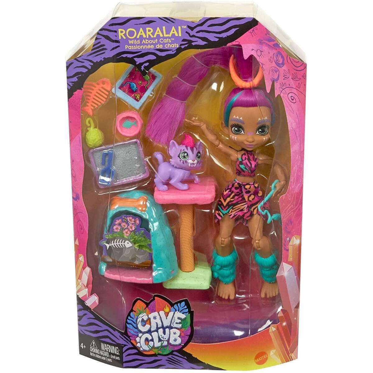 Mattel Cave Club Wilder Katzenspaß mit Roaralai Spielset & Puppe