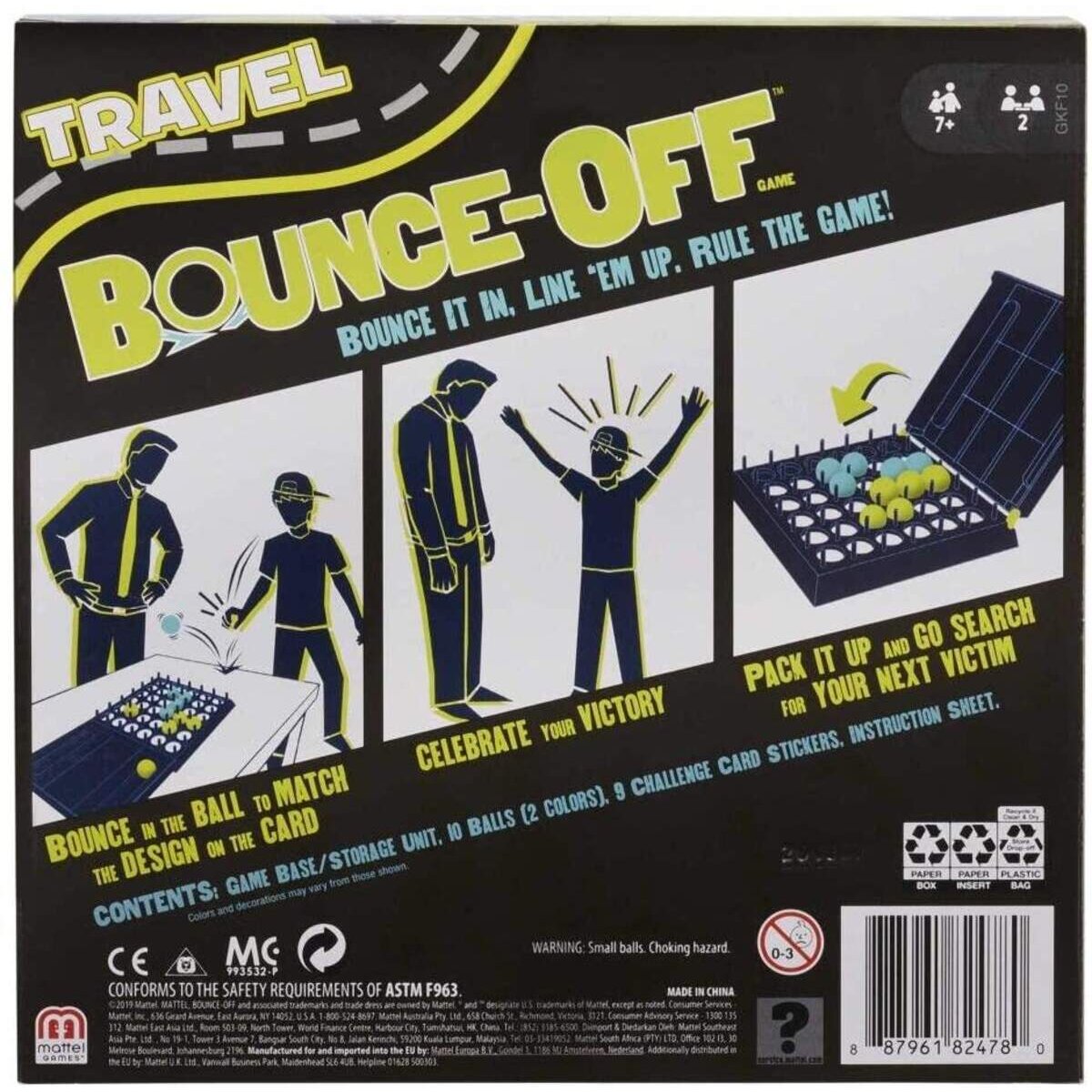 Mattel Games Bounce-Off Kompakt, Kinderspiel, Familienspiel, Reisespiel