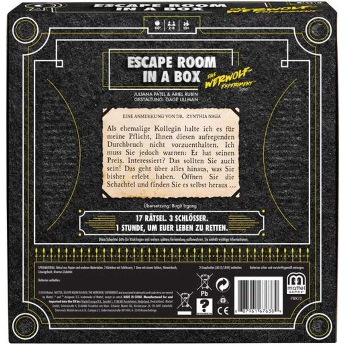 Mattel Games Escape Room Das Werwolf-Experiment Spiel