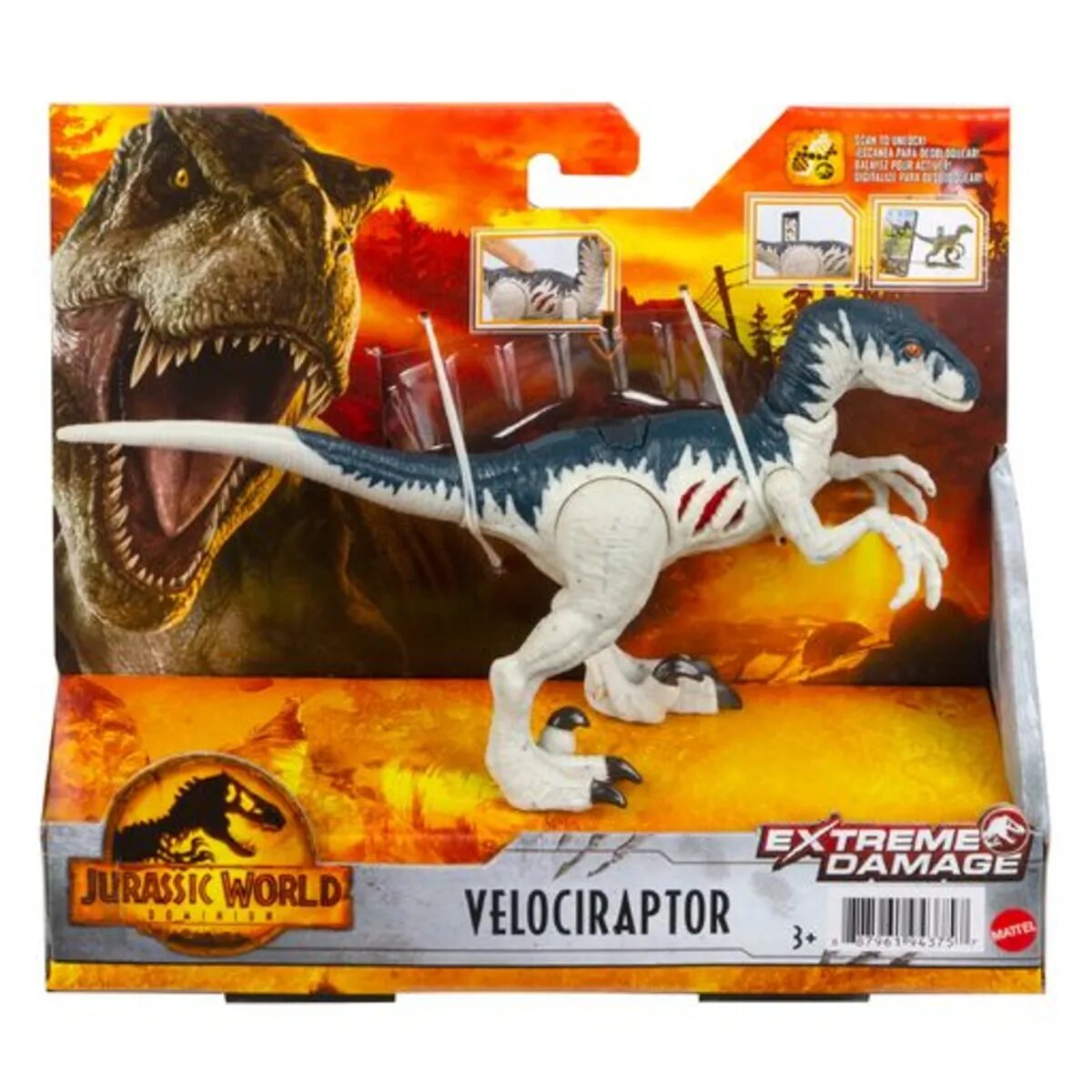 Mattel Jurassic World Extreme Damage Feature Dino Velociraptor