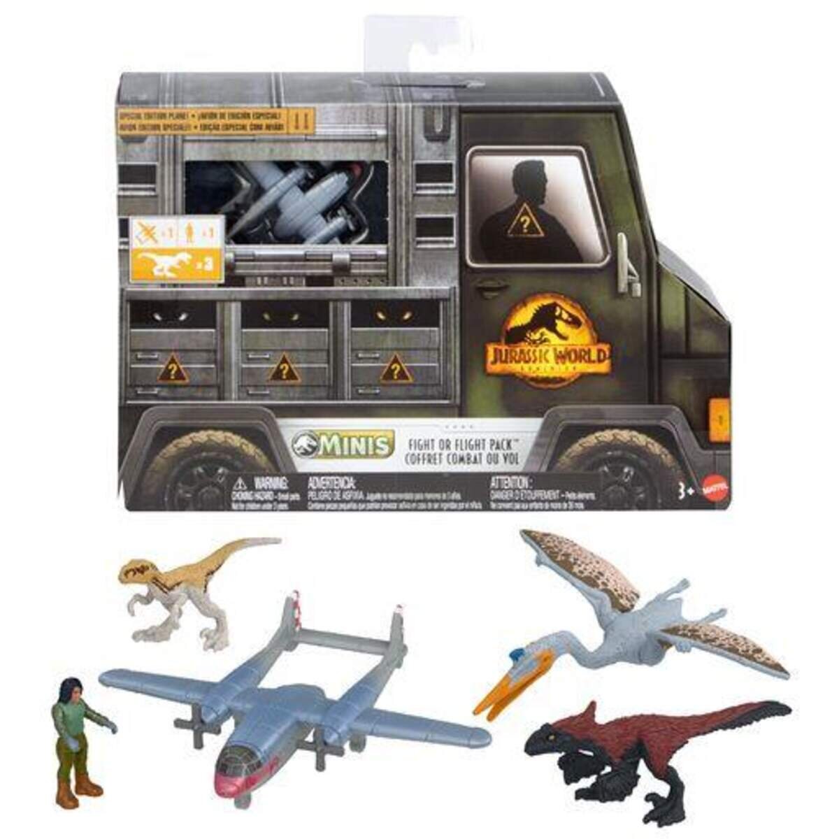 Mattel Jurassic World Minis Figuren Multipack Sortiment, 1 Packung, 4-fach sortiert
