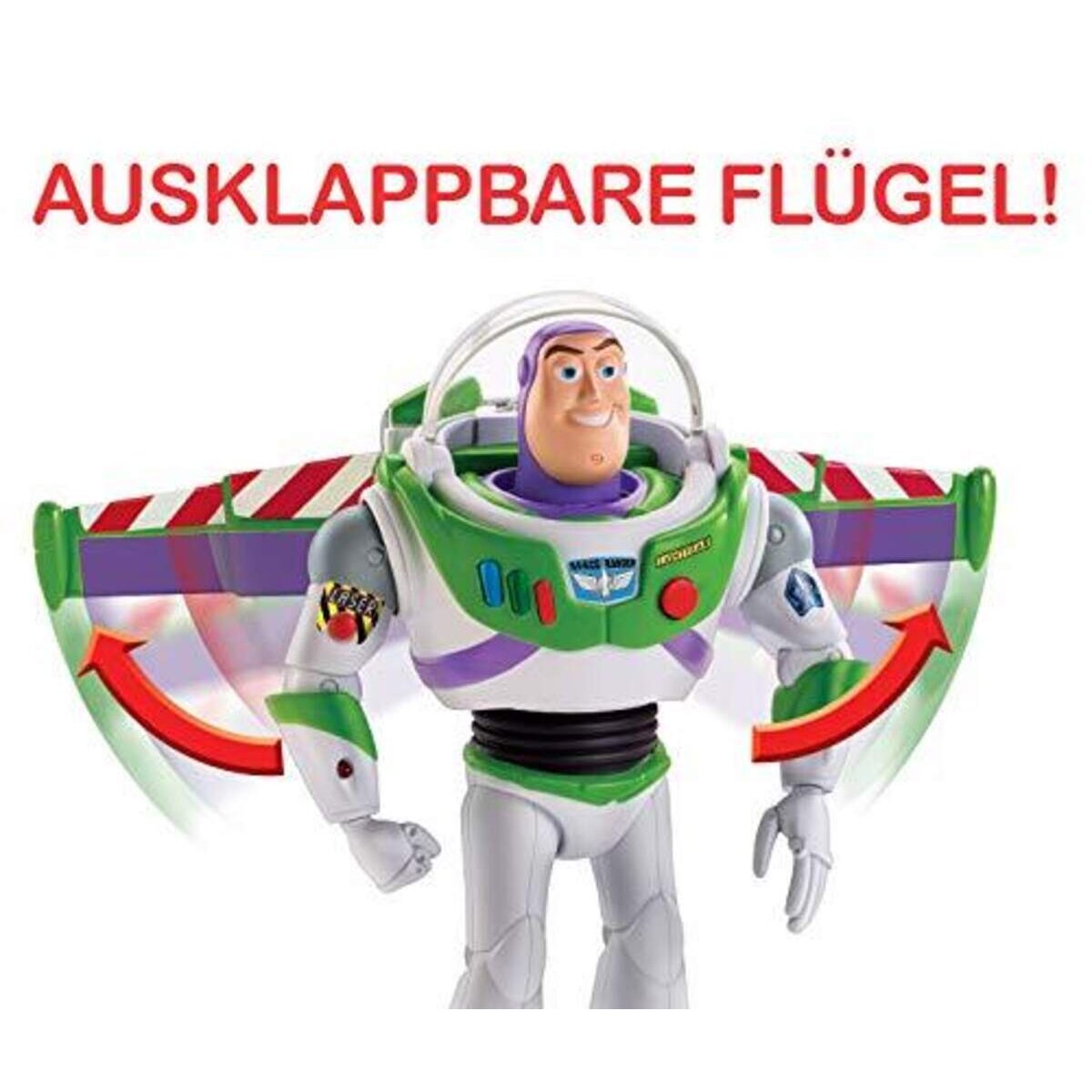 Mattel Toy Story 4 Super Action Buzz Lightyear, mit Sound und Aktionen, 17 cm