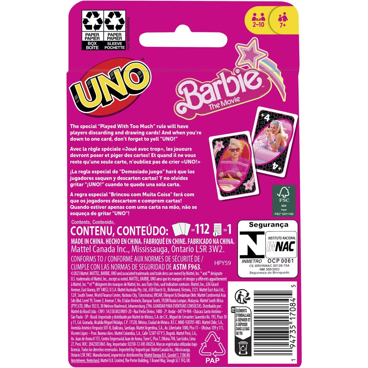 Mattel UNO Barbie The Movie