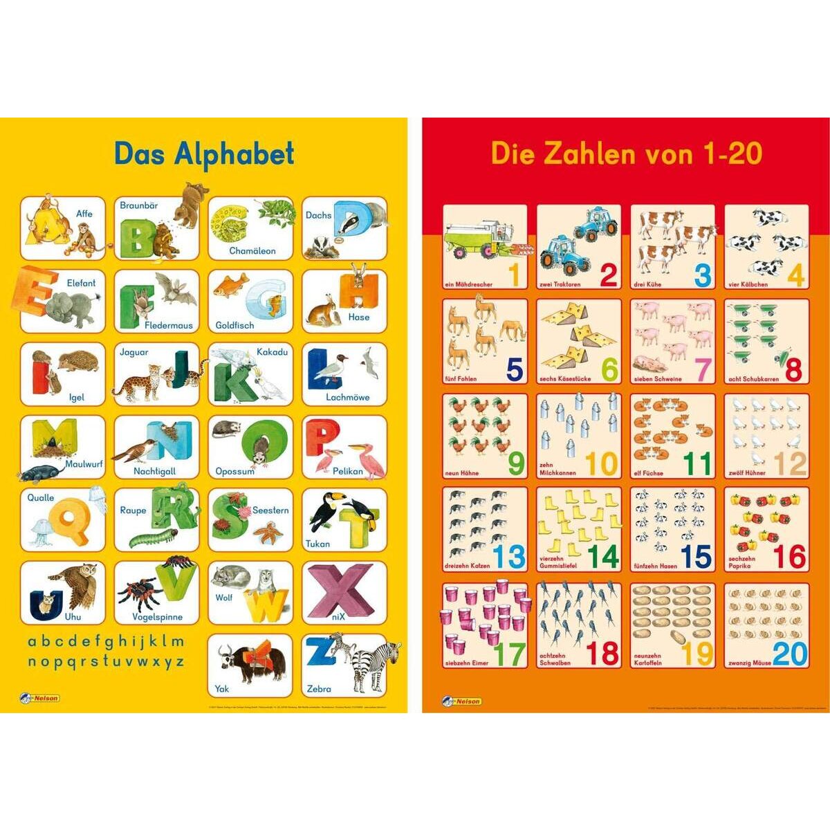 Nelson Mein Lernposter 2er Set Alphabet / Zahlen