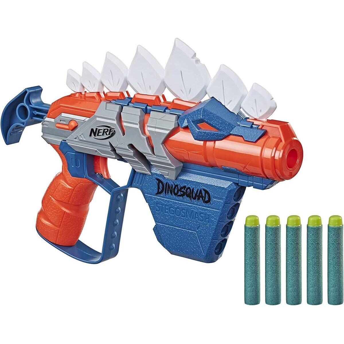 Nerf DinoSquad Stego-Smash Dart-Blaster, 4-Dart Aufbewahrung