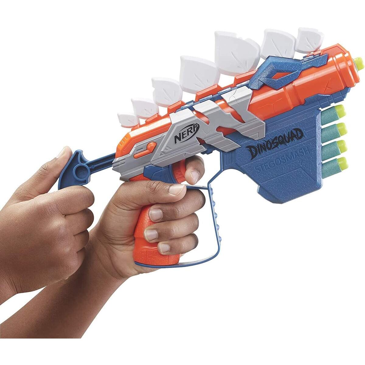 Nerf DinoSquad Stego-Smash Dart-Blaster, 4-Dart Aufbewahrung