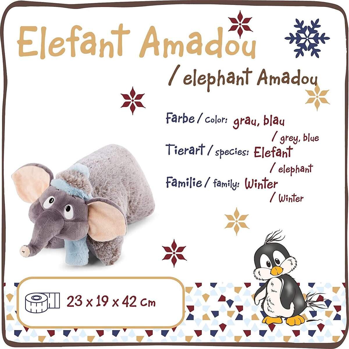 NICI 47295 - Wild Friends Elefant Amadou, Plüschtier, Kuschelkissen, 40x30 cm