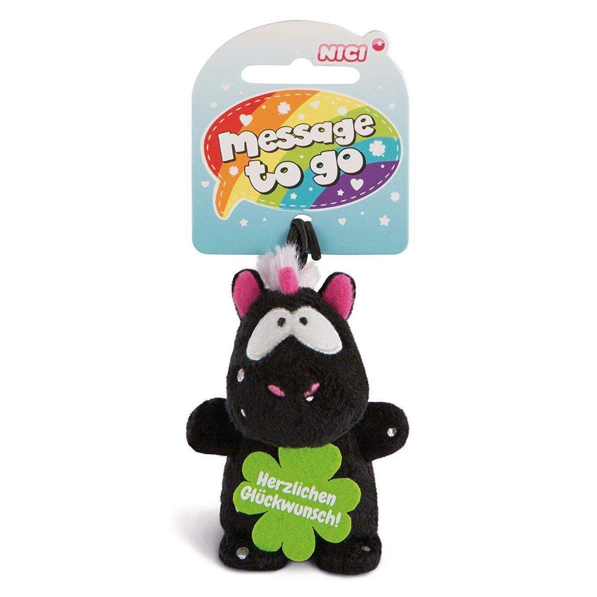 NICI Anhänger Einhorn Carbon Flash "Herzlichen Glückwunsch", 8 cm