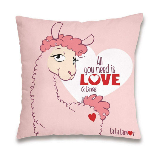 NICI Baumwollkissen Lama "All you need is love and llamas", 37 x 37 cm
