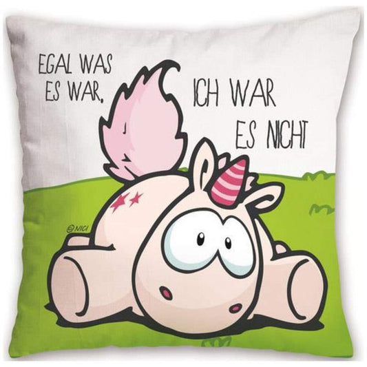 NICI Einhorn Theodor Egal was es war, ich war es nicht Kissen 37 x 37 cm