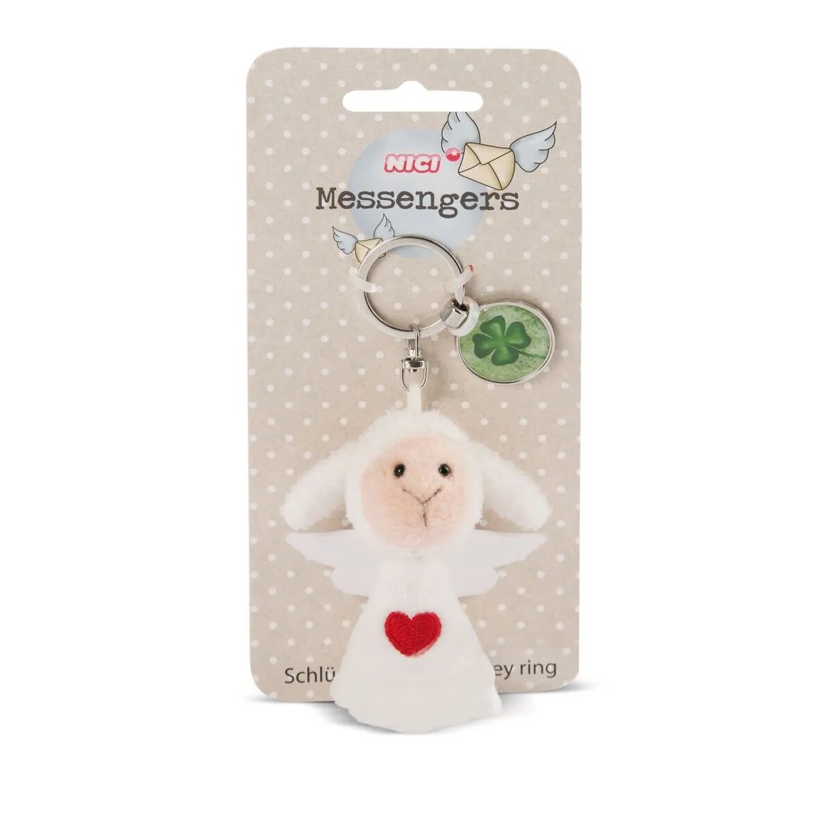 NICI Engel mit Herz 7cm Bb SA mit Anhänger "Kleeblatt"