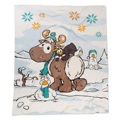 NICI Fleecedecke Rentier, Pinguin, Schneegans und Schneemann
