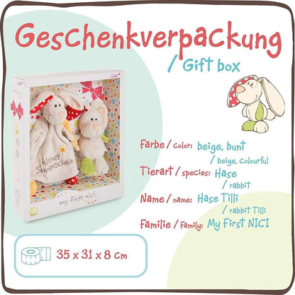 NICI Geschenkset für Babys & Kleinkinder – Schmusetuch & Schmusetier Hase Tilli 18cm