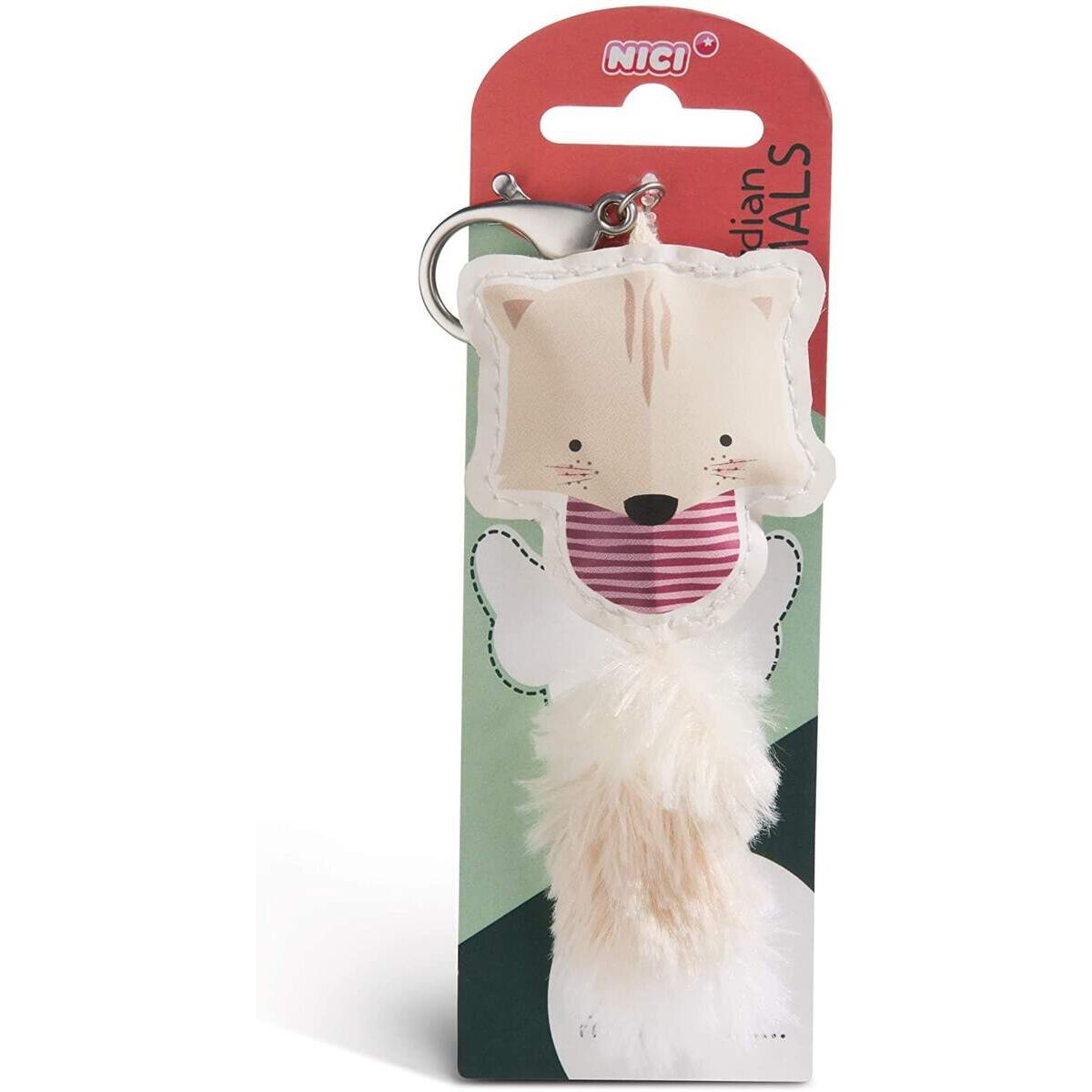 NICI Katze beige Taschenanhänger aus Kunstleder, 12 cm
