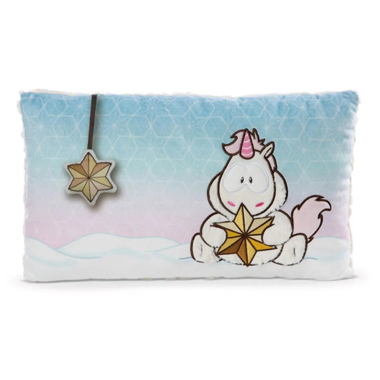 NICI Kissen Einhorn Theodor mit Schneeanzug, rechteckig