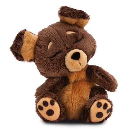 NICI Kuscheltier Hund braun 12cm schlafend im Körbchen grün GREEN