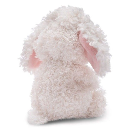 NICI Kuscheltier Hund Pudel weiß 12cm schlafend im Körbchen malve GREEN
