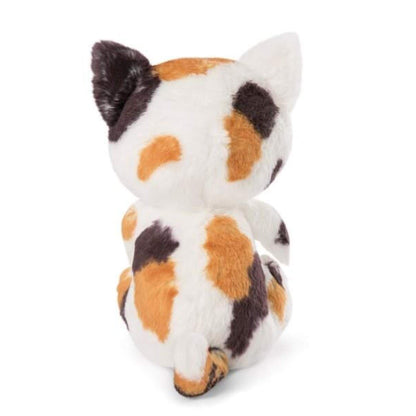 NICI Kuscheltier Katze creme 12cm im rot-rosanen Körbchen