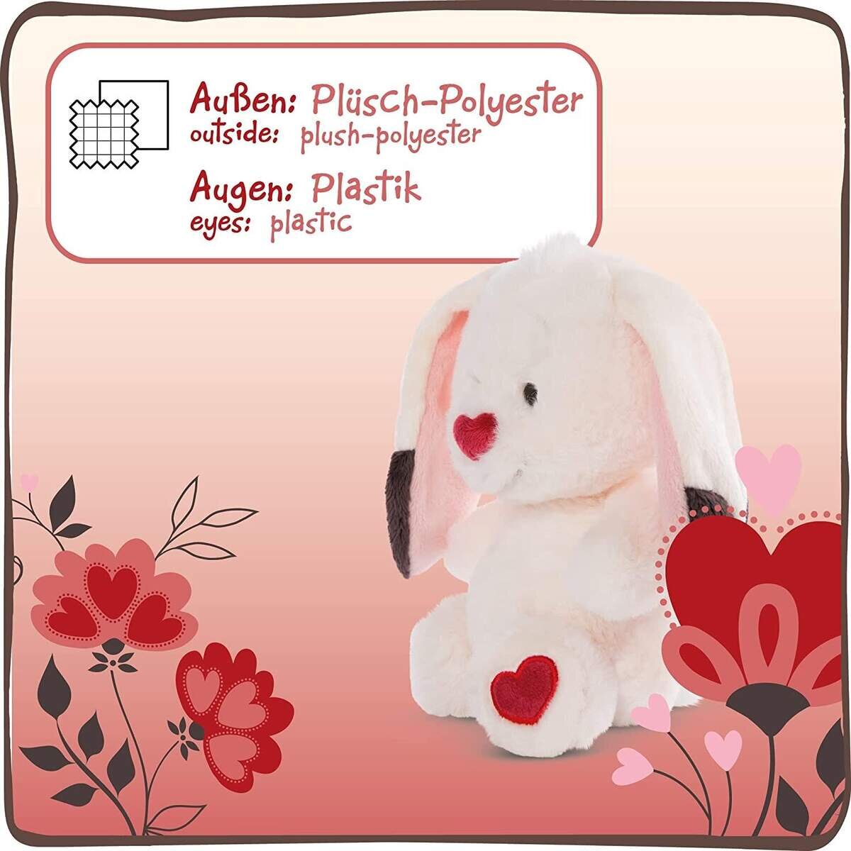 NICI Kuscheltier Love Hase flauschig mit Herz-Applikationen auf Fußsohlen, 25 cm