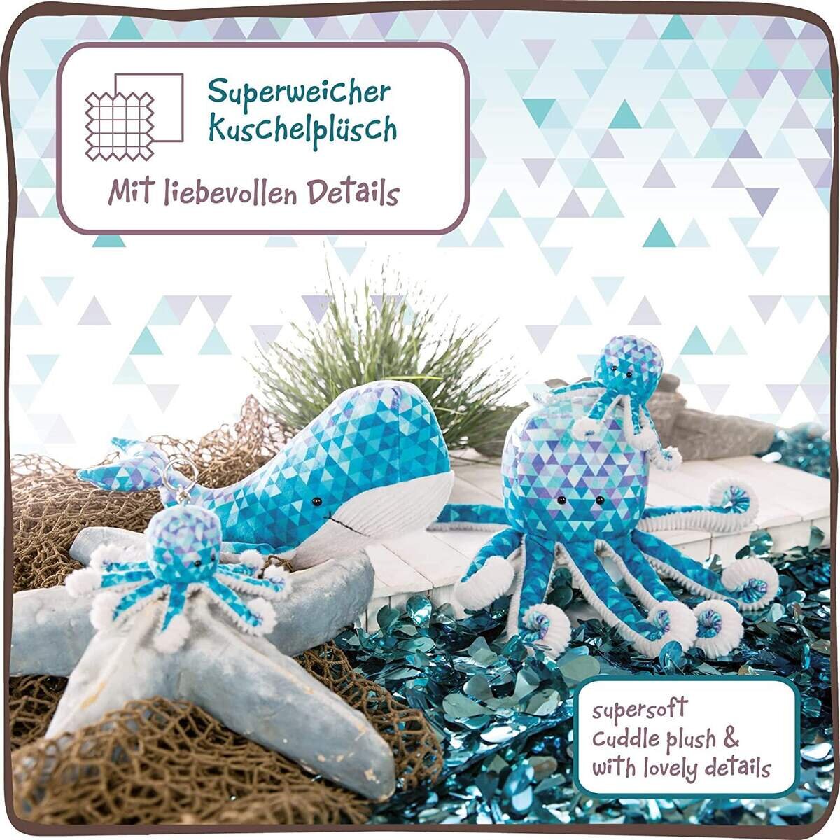 NICI Kuscheltier Wal 22cm in modischem Polygondruck & Strukturiertem Plüschmaterial