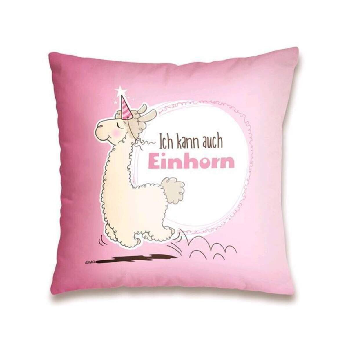 NICI Lama Baumwollkissen Ich kann auch Einhorn, 37 x 37 cm