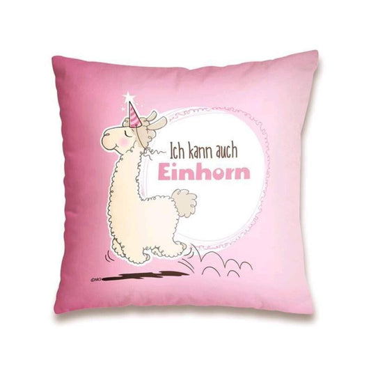 NICI Lama Baumwollkissen Ich kann auch Einhorn, 37 x 37 cm