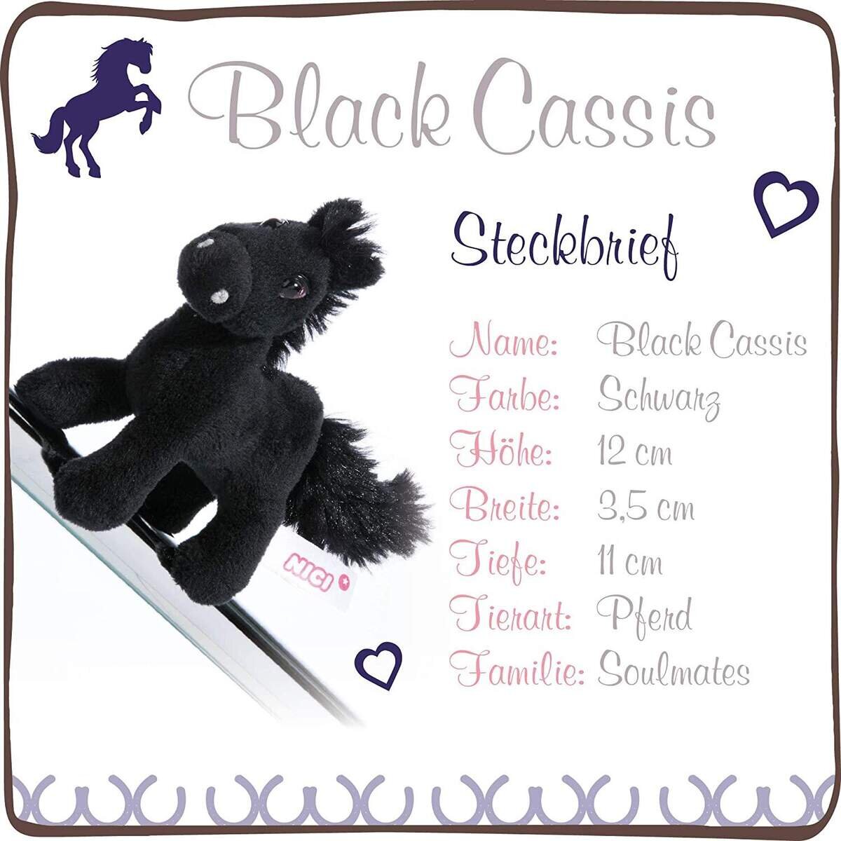 NICI Pferd Black Cassis Plüsch MagNICI 12 cm