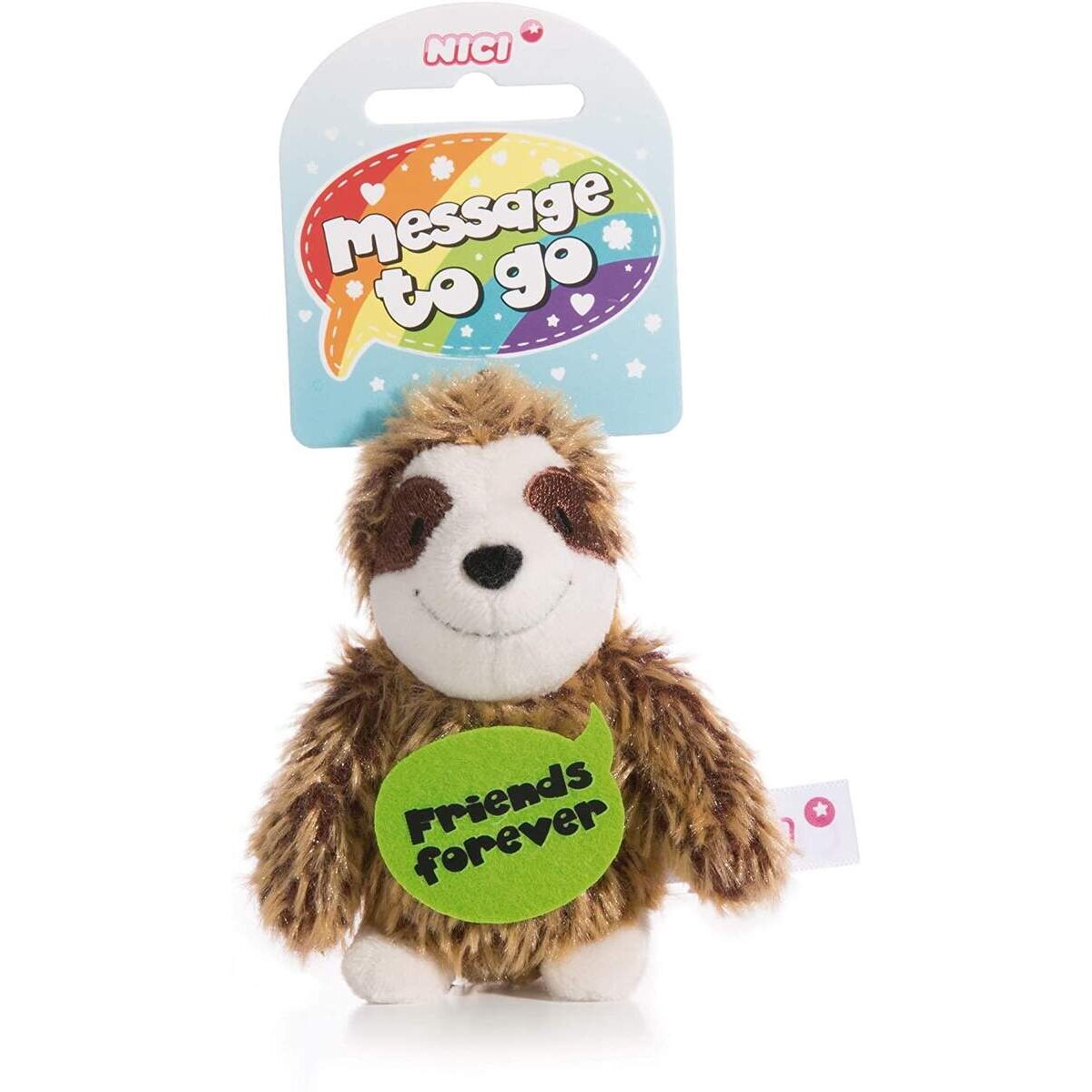 NICI Plüsch Faultier mit Loop und Spruch Friends forever, 8 cm