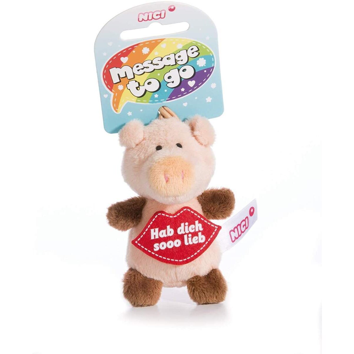 NICI Plüsch Loop Schwein Hab dich soo lieb 8 cm