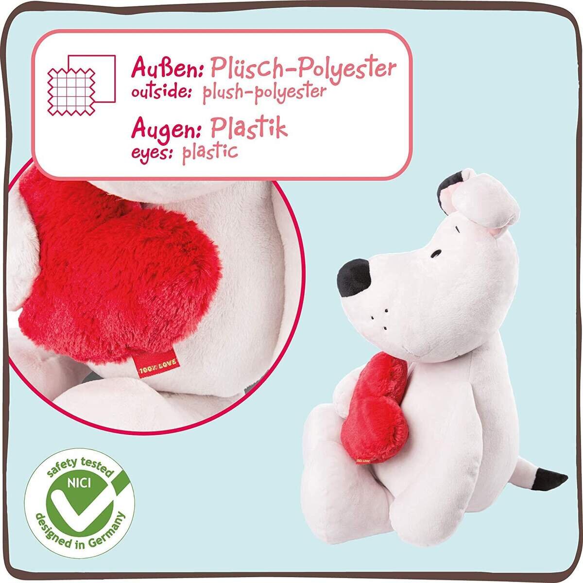 NICI Schlenker Love Hund mit Herz, 70 cm