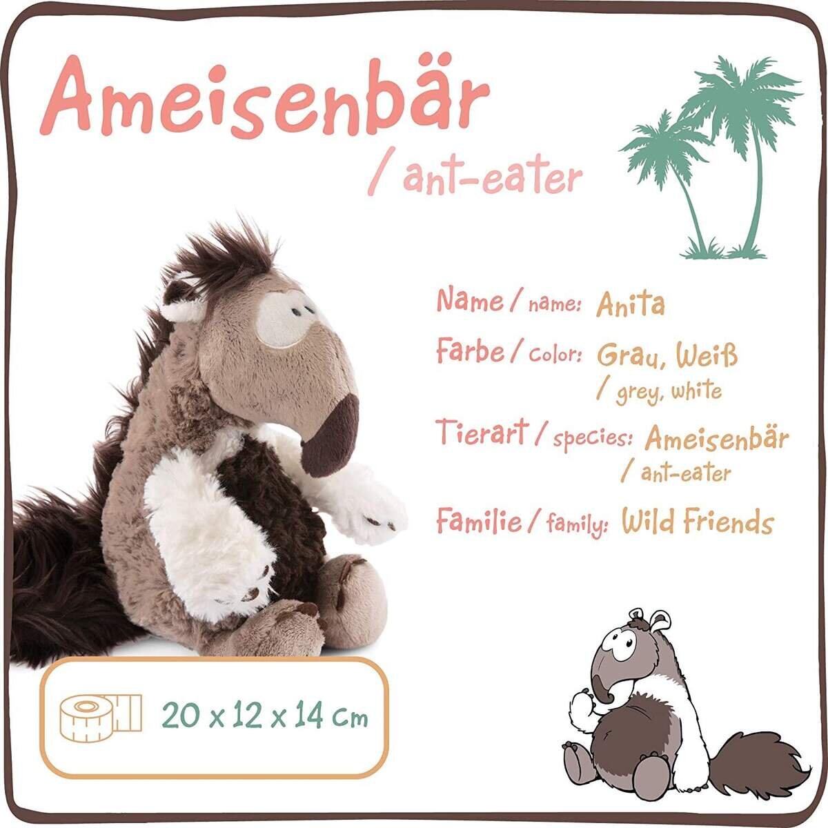 NICI Schlenkerplüschtier Ameisenbär Anita, 20 cm