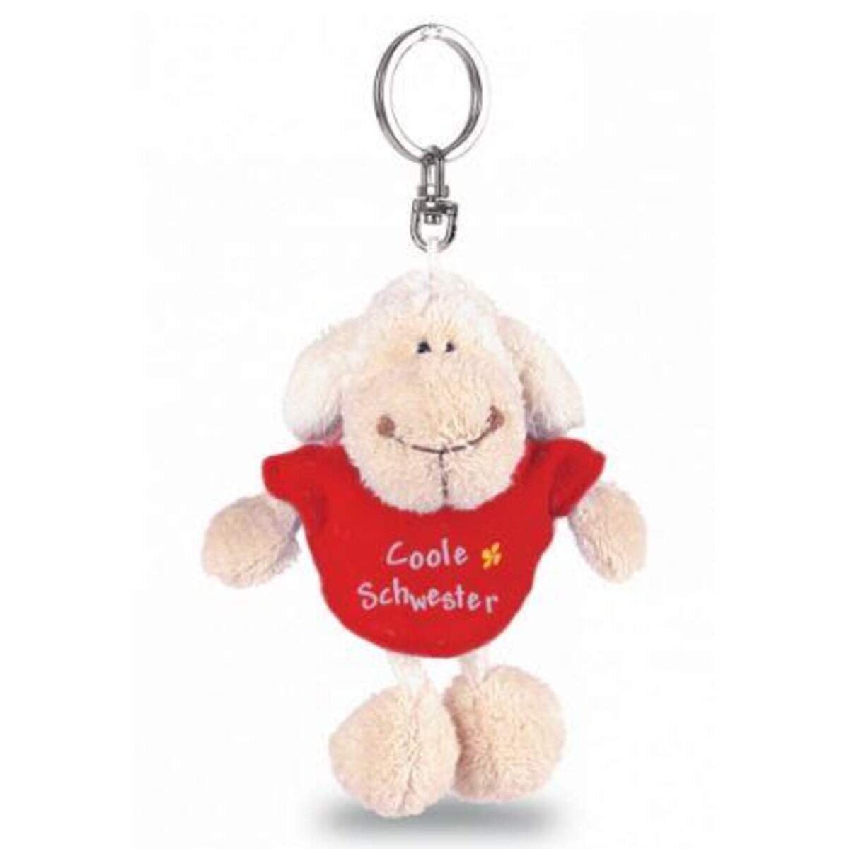 NICI Schlüsselanhänger Schaf Coole Schwester, rotes T-Shirt