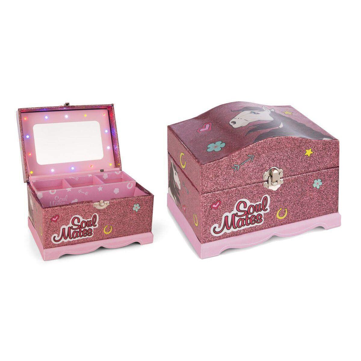 NICI Schmuckbox Pferd Ayeta mit LED-Lichtern und Spiegel, 13 x 18,5 x 14 cm