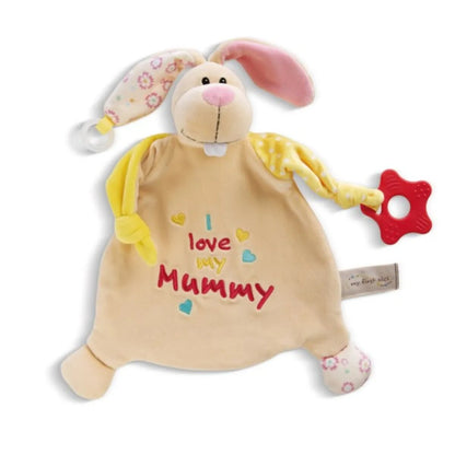 NICI Schmusetuch Hase mit Beißring und Schnullerbefestigung
