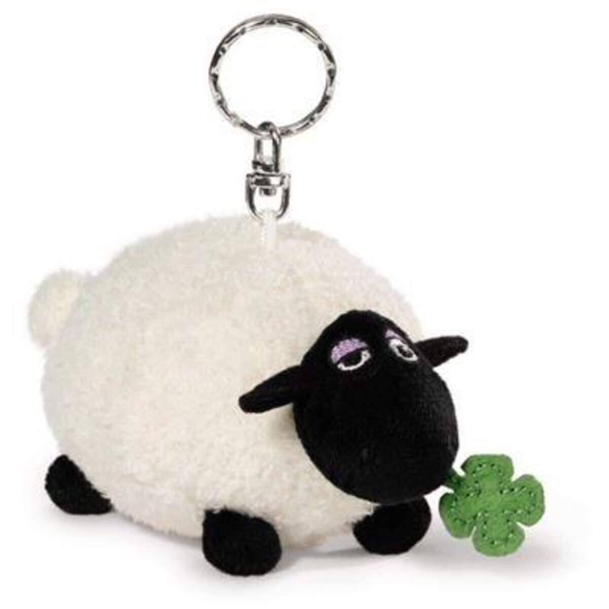 NICI Shaun das Schaf Shirley Schlüsselanhänger mit Kleeblatt, 10 cm