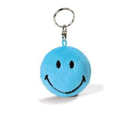 NICI Smiley blau Plüsch 2D Schlüsselanhänger, ca. 6cm